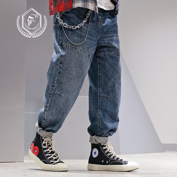 men loose vintage harem jogger jeans casual ankle-length staright wide leg hip hop men's, Blue
men loose vintage harem jogger jeans casual ankle-length staright wide leg hip hop men's, Blue