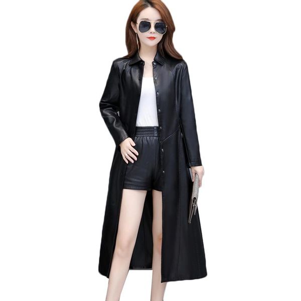 women's leather & faux long jacket spring autumn clothing slim plus size 4xl female windbreaker coat black outerwear
women's leather & faux long jacket spring autumn clothing slim plus size 4xl female windbreaker coat black outerwear