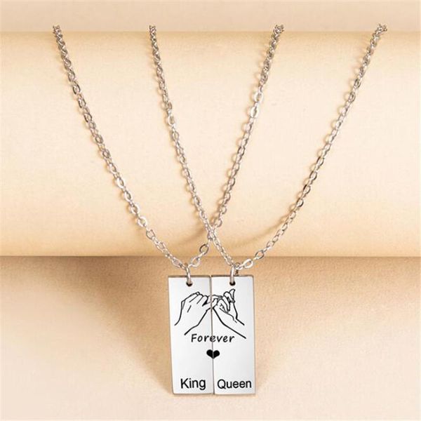 pendant necklaces creative king and queen holding hands couple necklace silver color stainless steel for men women fashion lover jewelry
pendant necklaces creative king and queen holding hands couple necklace silver color stainless steel for men women fashion lover jewelry