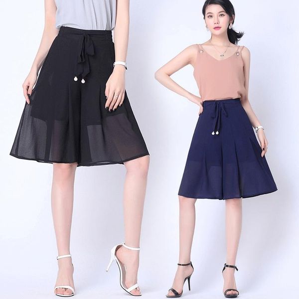 women's pants & capris s-3xl summer trousers korean style high waist wide leg half elegant ladies loose blue khaki black chiffon, Black;white
women's pants & capris s-3xl summer trousers korean style high waist wide leg half elegant ladies loose blue khaki black chiffon, Black;white