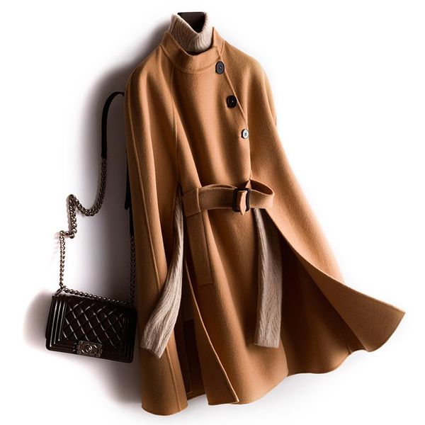 women's wool & blends kmetram fashion 100% coat autumn winter jacket women cloak woolen female long trench coats manteau femme p038, Black
women's wool & blends kmetram fashion 100% coat autumn winter jacket women cloak woolen female long trench coats manteau femme p038, Black