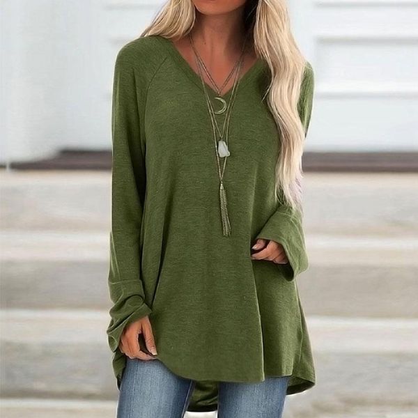 women's blouses & shirts 2021 plus size long sleeve blouse t-shirt women solid v neck tee casual spring clothing home work streetwear, White
women's blouses & shirts 2021 plus size long sleeve blouse t-shirt women solid v neck tee casual spring clothing home work streetwear, White