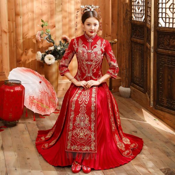 embroidery style formal marry dress royal phoenix wedding cheongsam bride vintage chinese traditional tang suit qipao ethnic clothing, Red
embroidery style formal marry dress royal phoenix wedding cheongsam bride vintage chinese traditional tang suit qipao ethnic clothing, Red