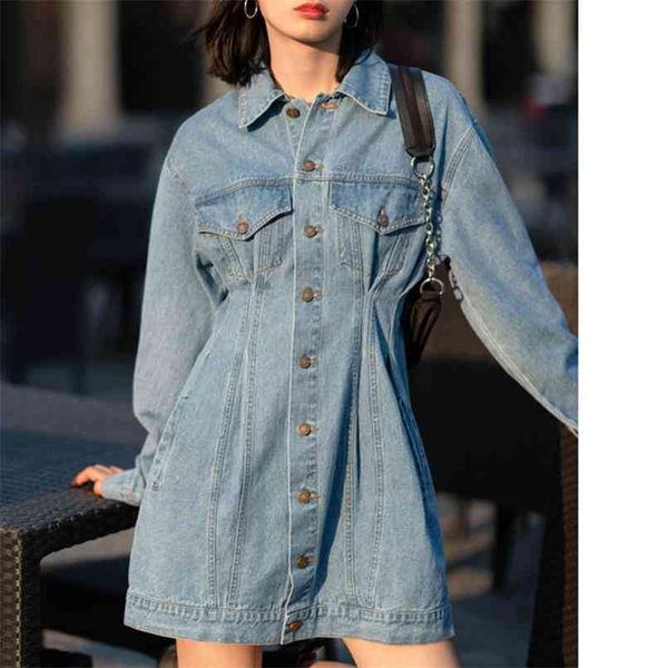autumn women denim deress long sleeve vintage single breasted casual jeans dress 210513, Black;gray
autumn women denim deress long sleeve vintage single breasted casual jeans dress 210513, Black;gray