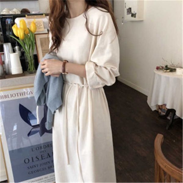 autumn pullover bottoming solid o neck full casual lace up loose long cotton and linen dress for women 210615, Black;gray
autumn pullover bottoming solid o neck full casual lace up loose long cotton and linen dress for women 210615, Black;gray