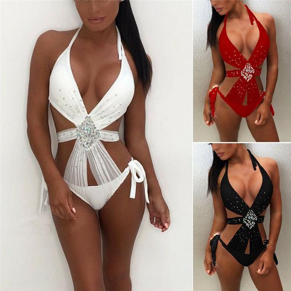 women rhinestone crystal bandage bikini one-piece push up padded swimwear deep v-neck beachwear suits
women rhinestone crystal bandage bikini one-piece push up padded swimwear deep v-neck beachwear suits