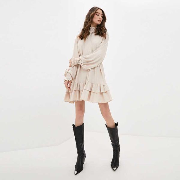 casual dresses women vintage solid a line half high collar cascading ruffles belt long lantern sleeve mini dress 2021 fashion autumn, Black;gray
casual dresses women vintage solid a line half high collar cascading ruffles belt long lantern sleeve mini dress 2021 fashion autumn, Black;gray