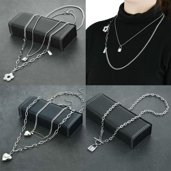 pendant necklaces women multilayer padlock thick punk necklace gothic stainless steel flower lock heart cross jewelry, Silver
pendant necklaces women multilayer padlock thick punk necklace gothic stainless steel flower lock heart cross jewelry, Silver