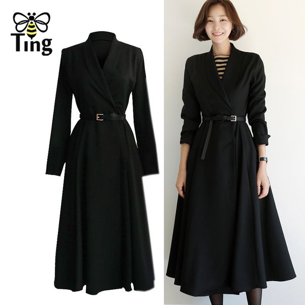 korean elegant vintage notched collar black a line midi long dress women retro casual office lady work vestidos 210513, Black;gray
korean elegant vintage notched collar black a line midi long dress women retro casual office lady work vestidos 210513, Black;gray