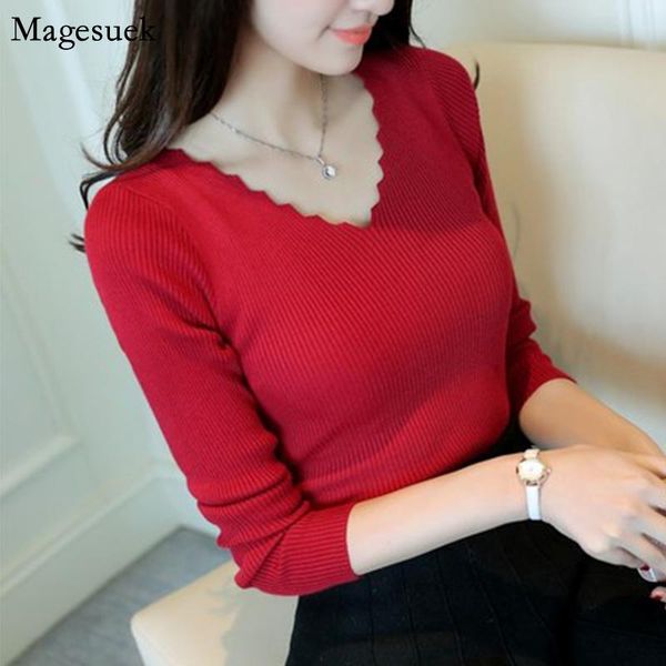 women's sweaters autumn winter long sleeve frau pullover women sweater solid knitted wave cut v-neck slim womens jumper 7809 50, White;black
women's sweaters autumn winter long sleeve frau pullover women sweater solid knitted wave cut v-neck slim womens jumper 7809 50, White;black