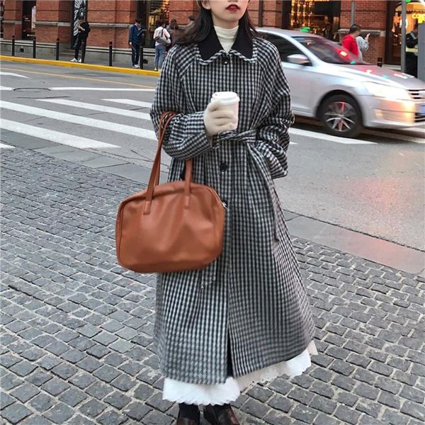 women's wool & blends korean version japanese overcoat autumn winter fashion loose keep warm belt pocket single-breasted lapel long sle, Black
women's wool & blends korean version japanese overcoat autumn winter fashion loose keep warm belt pocket single-breasted lapel long sle, Black