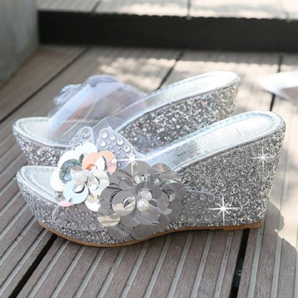 slippers summer fashion sequined flowers ladies waterproof platform slope with transparent open toe high heel plus size, Black
slippers summer fashion sequined flowers ladies waterproof platform slope with transparent open toe high heel plus size, Black