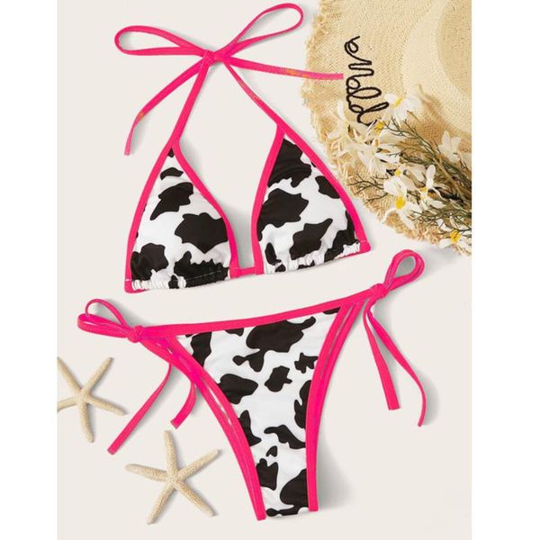 women's swimwear summer biquini two pieces swimsuit 2021 cow print push up thong halter bikinis beach bathing suit, White;black
women's swimwear summer biquini two pieces swimsuit 2021 cow print push up thong halter bikinis beach bathing suit, White;black