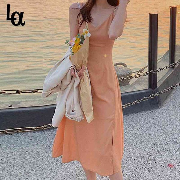 office lady solid strap dress women sleeveless elegant split design for females korean style summer chic 210519, Black;gray
office lady solid strap dress women sleeveless elegant split design for females korean style summer chic 210519, Black;gray