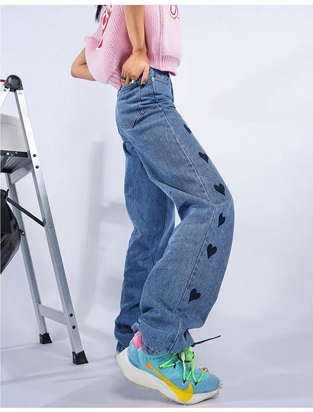 spring/autumn love jeans students youth pattern straight pants street light cooked loose fashion trend slim wide leg women's, Blue
spring/autumn love jeans students youth pattern straight pants street light cooked loose fashion trend slim wide leg women's, Blue
