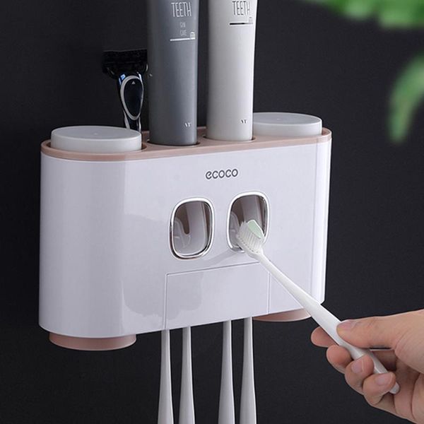 toothbrush holders wall-mounted automatic toothpaste dispenser holder with 4 cups no nail wall stand storage rack bathroom washing sets
toothbrush holders wall-mounted automatic toothpaste dispenser holder with 4 cups no nail wall stand storage rack bathroom washing sets