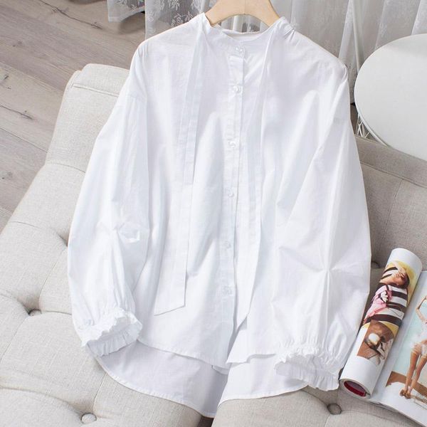 women's blouses & shirts cotton 100% white women summer 2021 bow neck loose casual all match office lady elegant female outwear coats
women's blouses & shirts cotton 100% white women summer 2021 bow neck loose casual all match office lady elegant female outwear coats