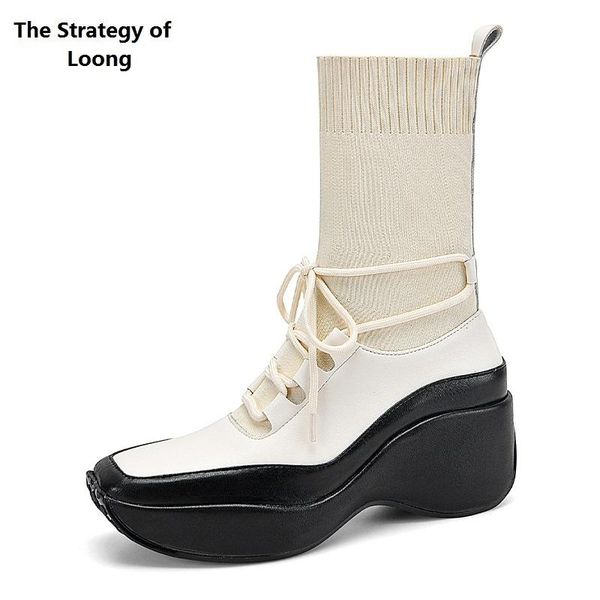 dress shoes spring autumn fashion wedges platform genuine leather women mid-calf socks boots winter plush ladies half equestrian botas, Black
dress shoes spring autumn fashion wedges platform genuine leather women mid-calf socks boots winter plush ladies half equestrian botas, Black