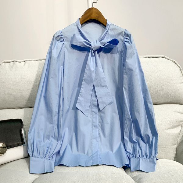 new european fashion casual cotton blue shirt female bow collar lantern sleeve shirt female blouse womans 210421, White
new european fashion casual cotton blue shirt female bow collar lantern sleeve shirt female blouse womans 210421, White