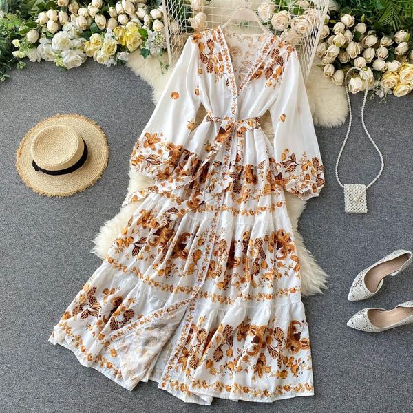 spring autumn vintage dress women slim high waist golden print long robe ladies sleeve bandage party vestido casual dresses, Black;gray
spring autumn vintage dress women slim high waist golden print long robe ladies sleeve bandage party vestido casual dresses, Black;gray