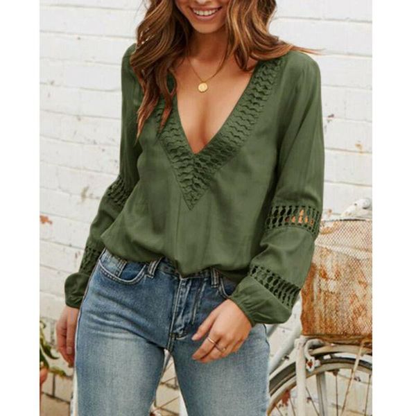 women's blouses & shirts womens and vintage hollow out long sleeve blouse boho v neck elegant ladies autumn spring clothes, White
women's blouses & shirts womens and vintage hollow out long sleeve blouse boho v neck elegant ladies autumn spring clothes, White