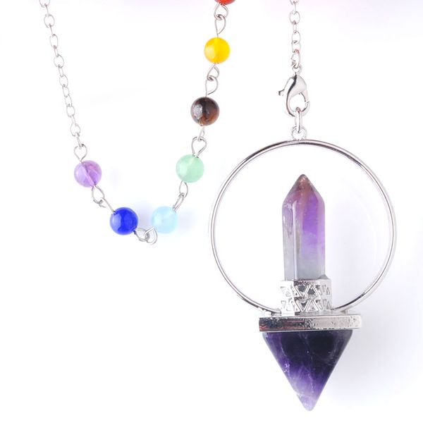 wojiaer 7 chakra natural stones pendulum pendant for dowsing hexagonal column pyramid cone reiki pendule bo956, Silver
wojiaer 7 chakra natural stones pendulum pendant for dowsing hexagonal column pyramid cone reiki pendule bo956, Silver