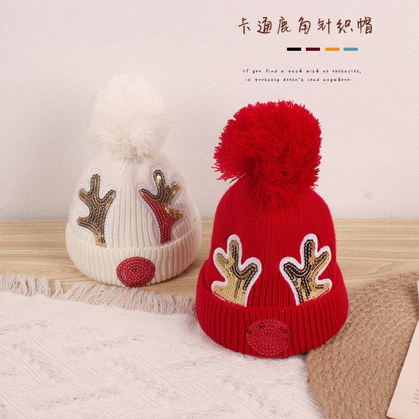 cartoon sequined antler children's knitted hat cute christmas antler baby wool hats, Yellow
cartoon sequined antler children's knitted hat cute christmas antler baby wool hats, Yellow