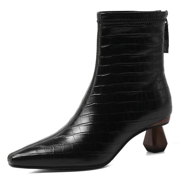 boots pointed toe med heels women ankle basic fashion concise genuine leather office lady shoes woman autumn winter, Black
boots pointed toe med heels women ankle basic fashion concise genuine leather office lady shoes woman autumn winter, Black