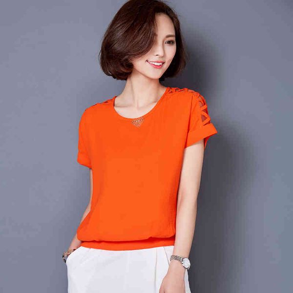 arrival summer women blouses plus size o-neck short sleeve solid slim lady casual loose chiffon shirt 72b 25 210415, White
arrival summer women blouses plus size o-neck short sleeve solid slim lady casual loose chiffon shirt 72b 25 210415, White