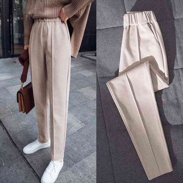 spring antumn winter casual women pant high waist office wear solid woolen elastic trousers harem z195, Black;white
spring antumn winter casual women pant high waist office wear solid woolen elastic trousers harem z195, Black;white