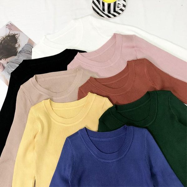 women's sweaters 2021 o-neck solid autumn knitted pullovers women high street slim fit elastic knitwear ladies streetwear cws0209-5, White;black
women's sweaters 2021 o-neck solid autumn knitted pullovers women high street slim fit elastic knitwear ladies streetwear cws0209-5, White;black