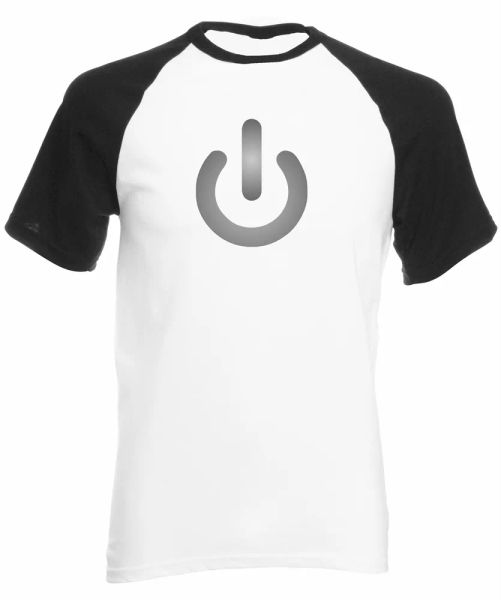 power sign mens short sleeve baseball t-shirt gadgets tech play on off switch, White;black
power sign mens short sleeve baseball t-shirt gadgets tech play on off switch, White;black