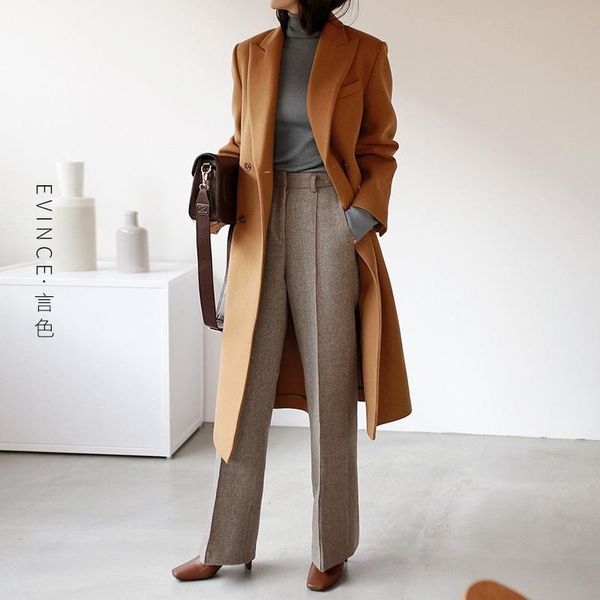 women's wool & blends color suit coat women's middle and long section 2021 autumn winter simple high-end women, Black
women's wool & blends color suit coat women's middle and long section 2021 autumn winter simple high-end women, Black