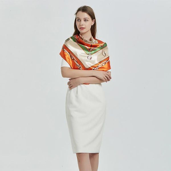 scarves winter square simulation silk scarf elegant ladies red orange printing professional stewardess soft bandana women 90cm, Blue;gray
scarves winter square simulation silk scarf elegant ladies red orange printing professional stewardess soft bandana women 90cm, Blue;gray