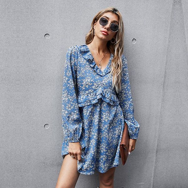 casual dresses autumn winter floral dress women full sleeve high waist ruffles print above knee, Black;gray
casual dresses autumn winter floral dress women full sleeve high waist ruffles print above knee, Black;gray