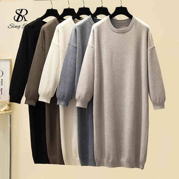 women autumn knitted dress o neck lantern sleeves elastic oversized basic loose long dress knit warm sweater dresses 210419, Black;gray
women autumn knitted dress o neck lantern sleeves elastic oversized basic loose long dress knit warm sweater dresses 210419, Black;gray