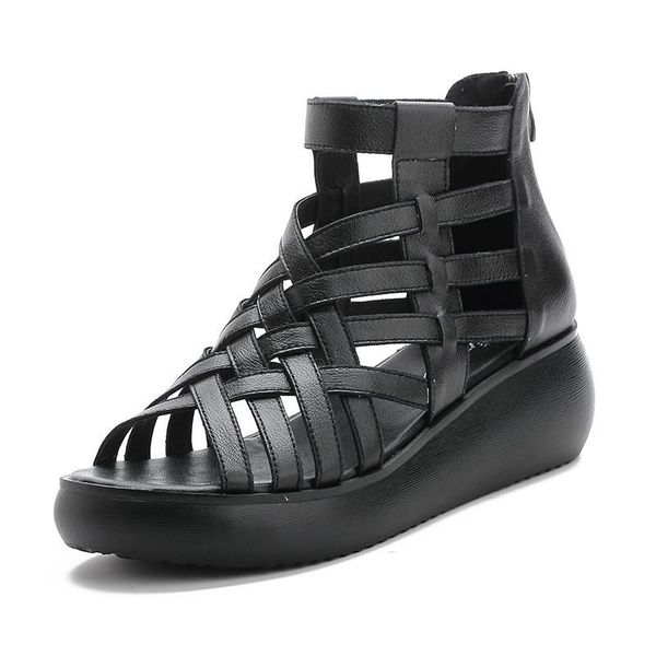 ladies leather sandals thick platform hollow casual shoes open toe rome style black women
ladies leather sandals thick platform hollow casual shoes open toe rome style black women