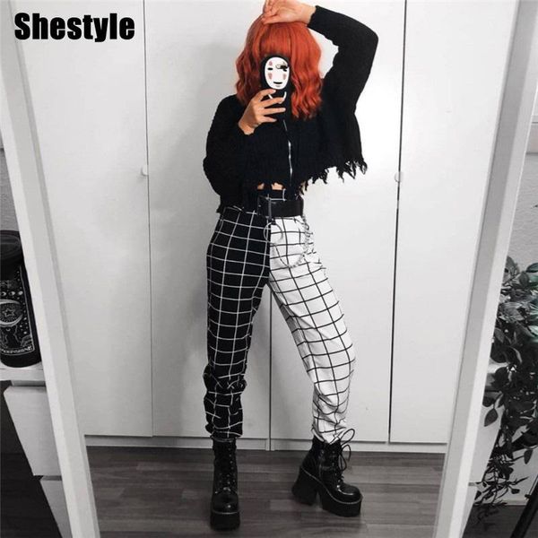women's pants & capris shestyle checkered patchwork hip hop jogger pant women 2021 spring design soft comfortable cool casual girl trou, Black;white
women's pants & capris shestyle checkered patchwork hip hop jogger pant women 2021 spring design soft comfortable cool casual girl trou, Black;white