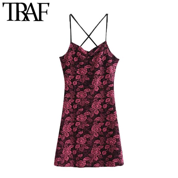 traf women fashion floral print velvet mini dress vintage backless cross thin straps female dresses mujer 210415, Black;gray
traf women fashion floral print velvet mini dress vintage backless cross thin straps female dresses mujer 210415, Black;gray