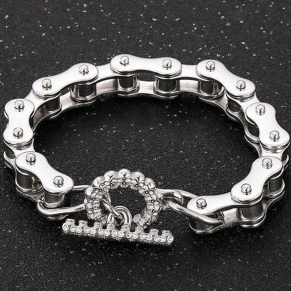 link, chain men bracelet with skull clasp stainless steel cycling bicycle men's bracelets & bangles hiphop jewelry gifts for masculine, Black
link, chain men bracelet with skull clasp stainless steel cycling bicycle men's bracelets & bangles hiphop jewelry gifts for masculine, Black