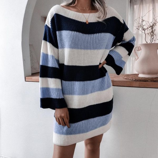 casual dresses autumn winter women dress striped knitted long sleeve loose mini slash neck women's sweater, Black;gray
casual dresses autumn winter women dress striped knitted long sleeve loose mini slash neck women's sweater, Black;gray