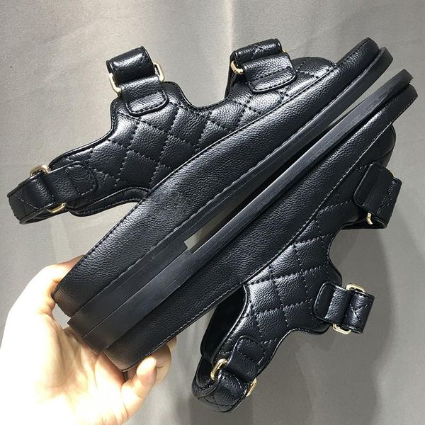 2021 classics button grade womens sandals genuine leather casual flat heel cool shoes grid front rear strap hook loop narrow band women shoe, Black
2021 classics button grade womens sandals genuine leather casual flat heel cool shoes grid front rear strap hook loop narrow band women shoe, Black