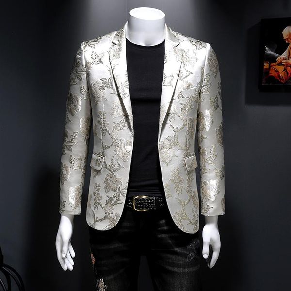 men's suits & blazers luxury embroidery men slim casual suit jacket stage banquet dress host costume homme wedding business social clot, White;black
men's suits & blazers luxury embroidery men slim casual suit jacket stage banquet dress host costume homme wedding business social clot, White;black