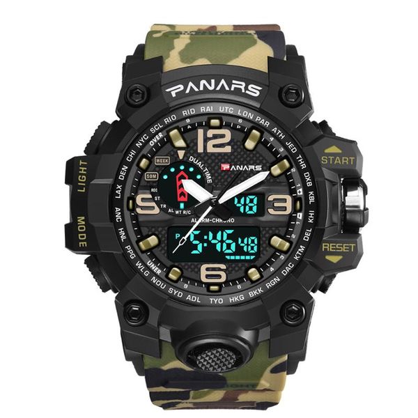 fashion men camo waterproof daul time alarm satch digital sport wrist watch mas-culino men's large dial milita wristwatches, Slivery;brown
fashion men camo waterproof daul time alarm satch digital sport wrist watch mas-culino men's large dial milita wristwatches, Slivery;brown