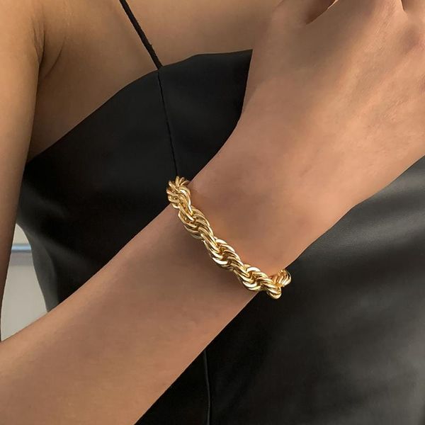 link, chain hip- punk silver color gold bracelet for men feamle twist chains bangle luxury wedding jewelry simple fashion wrist band, Black
link, chain hip- punk silver color gold bracelet for men feamle twist chains bangle luxury wedding jewelry simple fashion wrist band, Black