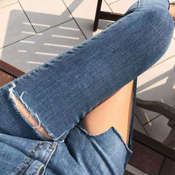 women's jeans streetwear women tight ripped for high waist pencil pants fashion vintage hole mom denim trousers, Blue
women's jeans streetwear women tight ripped for high waist pencil pants fashion vintage hole mom denim trousers, Blue