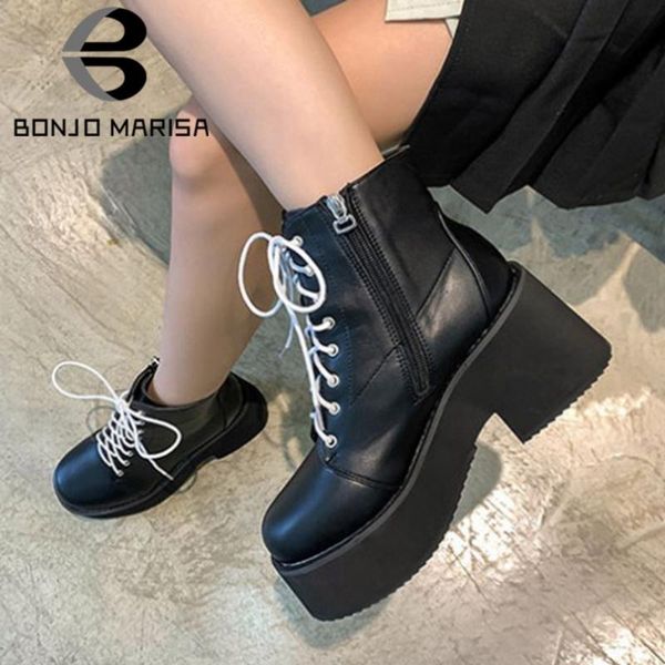boots chic square high heels skidproof thick platform cross-tied work ankle booties shoes women, Black
boots chic square high heels skidproof thick platform cross-tied work ankle booties shoes women, Black