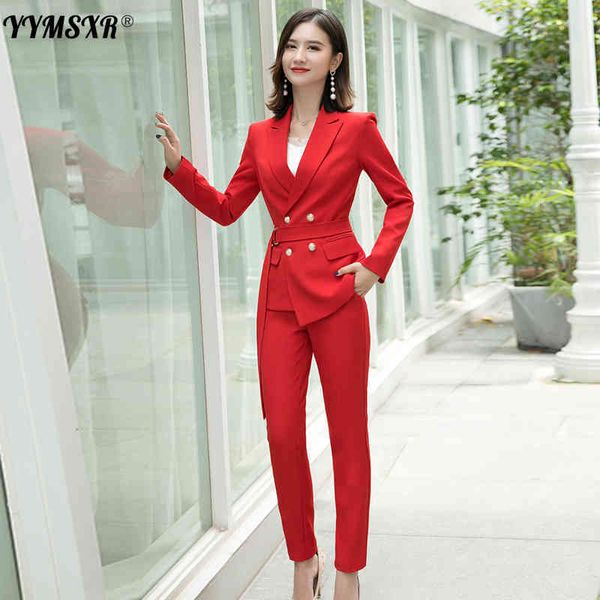 women's two piece pants temperament fabric professional suit new slim red lady blazer jacket coat casual trousers two, White
women's two piece pants temperament fabric professional suit new slim red lady blazer jacket coat casual trousers two, White