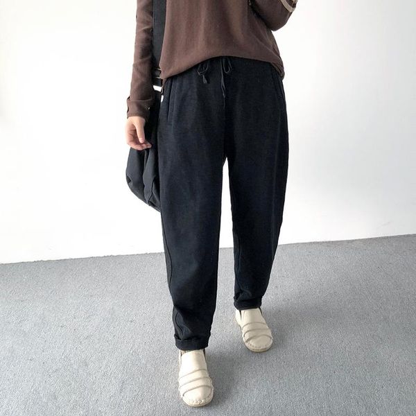 women's pants & capris yoyikamomo elegant autumn winter women harem 2021 fleece thick black elastic waist casual loose trousers female, Black;white
women's pants & capris yoyikamomo elegant autumn winter women harem 2021 fleece thick black elastic waist casual loose trousers female, Black;white