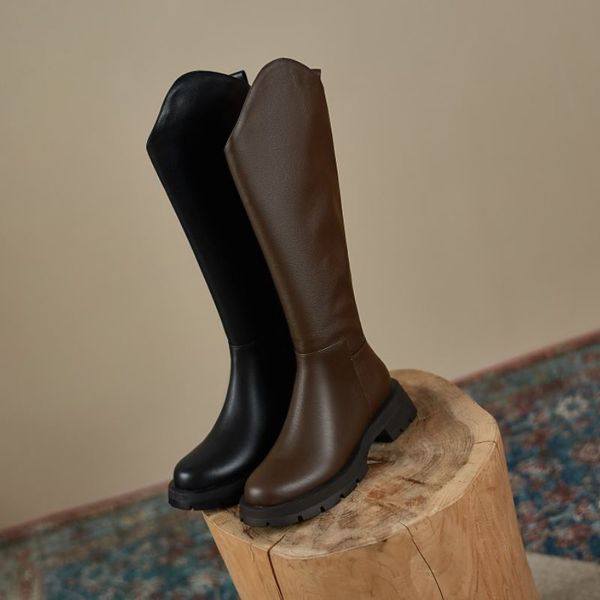 sreal leather knee high boots for women shoes low heel cool fashion outdoor concise daily ladies footwear size 34-43, Black
sreal leather knee high boots for women shoes low heel cool fashion outdoor concise daily ladies footwear size 34-43, Black